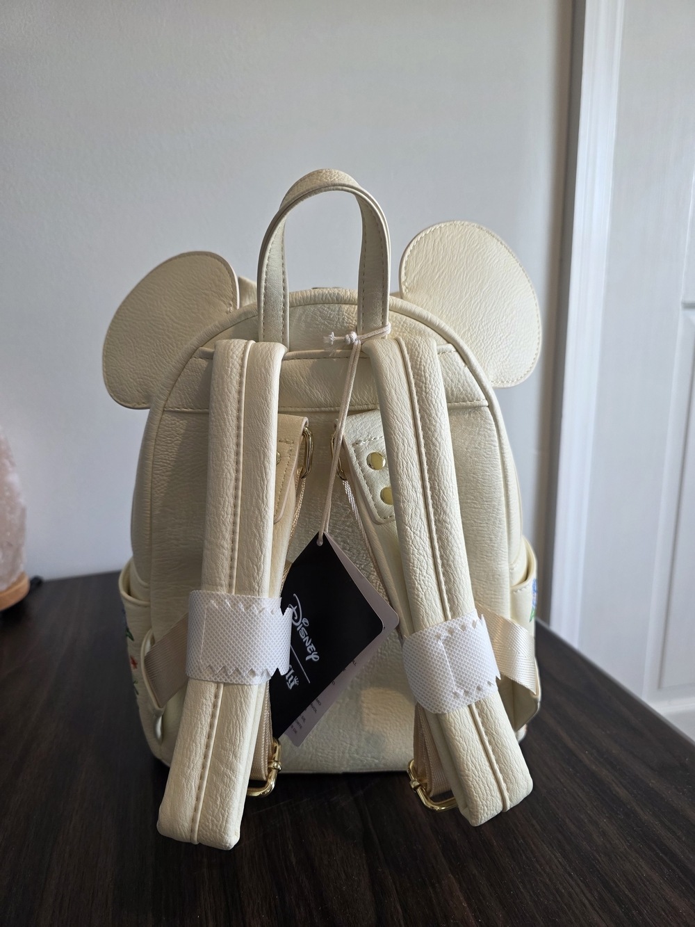 Loungefly Disney Cream Floral Embroidered Mini Backpack with Bow Ears - Picture 4 of 12